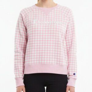 Champion Pink Gingham Sweatshirt – Size M